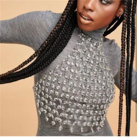 Sexy Jeweled Panelled Back Vest Wrap Chest Body Chain Body Jewelry
