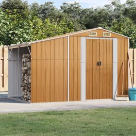 Garden Shed Light Brown 109.1"x75.8"x70.5" Galvanized Steel