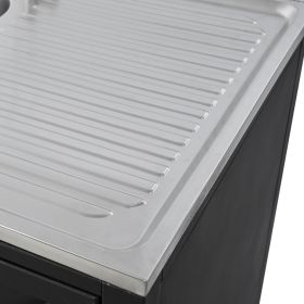 Outdoor Movable Kitchen Sink Patio Modular Kitchen Sink Station with Cabinet for Garden, Patio, Backyard, Matte Black