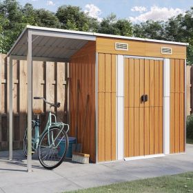 Garden Shed with Extended Roof Light Brown 109.1"x43.5"x71.3" Steel