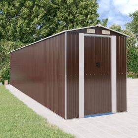 Garden Shed Dark Brown 75.6"x336.6"x87.8" Galvanized Steel