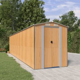 Garden Shed Light Brown 75.6"x336.6"x87.8" Galvanized Steel