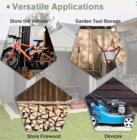 6x6 Ft Garden Shed Heavy Duty Outdoor Portable Garage Ventilated Car Canopy Carports