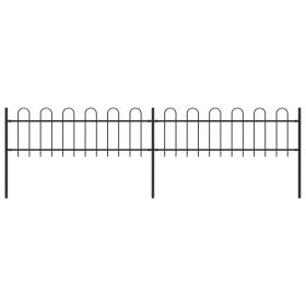 Garden Fence with Hoop Top Steel 11.2' Black