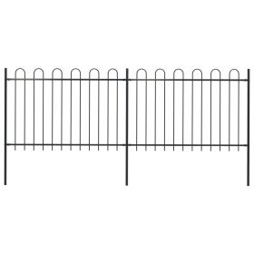 Garden Fence with Hoop Top Steel 11.2ft Black