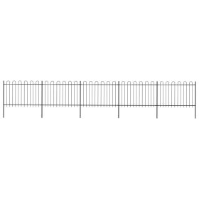 Garden Fence with Hoop Top Steel 27.9ft Black