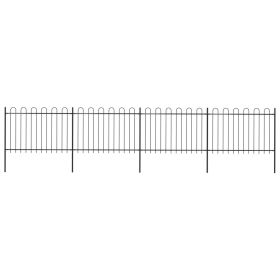 Garden Fence with Hoop Top Steel 22.3' Black