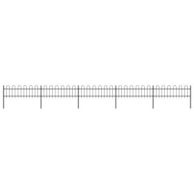 Garden Fence with Hoop Top Steel 27.9' Black