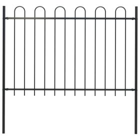 Garden Fence with Hoop Top Steel 5.6' Black