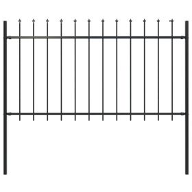 Garden Fence with Spear Top Steel 66.9"x39.4" Black