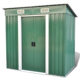 Green Pent Roof Metal Garden Shed Incl. Foundation 83 f3