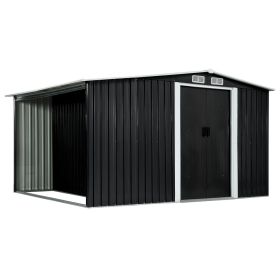 Garden Shed with Sliding Doors Anthracite 129.7"x80.7"x70.1" Steel