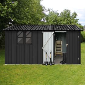 Metal garden sheds 10ftx12ft outdoor storage sheds black with window