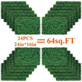 24Pcs 24in*16in Artificial Boxwood Topiary Hedge Plant Grass Backdrop Fence Privacy Screen Grass Wall Decoration For Balcony Garden Fence