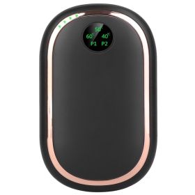 2 Colors Options -- 1Pc Rechargeable Hand Warmer Electric Hand Heater Portable Reusable Pocket Warmer Power Bank With Digital Display Sunset Ligh (Color: Black)