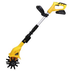 1 Set Cordless Electric Garden Tiller Cultivator With 20V Rechargeable Battery 3.93In Width 6.69In Depth 250RPM Max For Garden Yard Farm Lawn (Color: yellow)