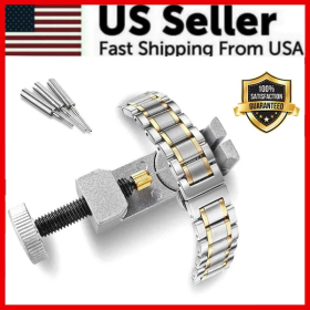 Metal Adjustable Watch Band Strap Bracelet Link Pin Remover Repair Tool Kit US (Color: Silver)