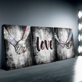 3pcs Canvas Hand In Hand And Love Theme Framed Poster, Creative Wall Art For Bedroom, Office, Living Room, Cafe, Bar, Wall Decor, Home And Dormit (Option: 32X24inch80X60cm)