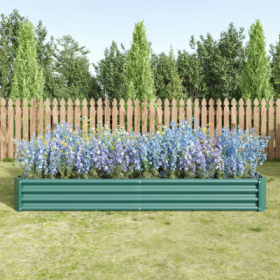 Raised Garden Bed Kit - Metal Raised Bed Garden 7.6x3.7x0.98ft for Flower Planters, Vegetables Herb Black (Color: Green)