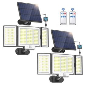 Waterproof Solar Outdoor Light Street Light 348LED 3 Side Adjustable Strap Remote Control (Option: 2pack)