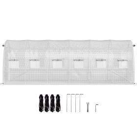 VEVOR Walk-in Tunnel Greenhouse, 20 X 10 X 7 Ft Portable Plant Hot House W Galvanized Steel Hoops, 3 Top Beams, Diagonal Poles, 2 Zippered Doors (Option: Default)