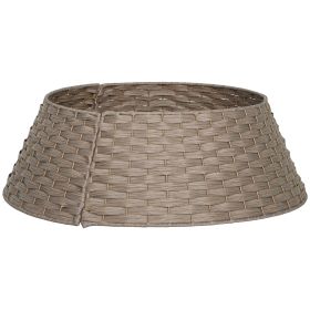 27 Inch Rustic Christmas Tree Skirt, Plastic Woven Christmas Tree Collar For Party, Holiday, Home Decoration, Coffee (Color: coffee)