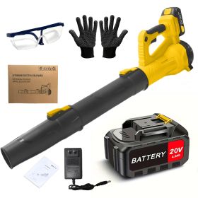 Cordless Leaf Blower 20V Electric Leaf Blower With4.0Ah Batteries And Fast Charger, Variable Speed, Turbo Mode, Battery Powered Handheld Leaf Blo (Color: yellow)